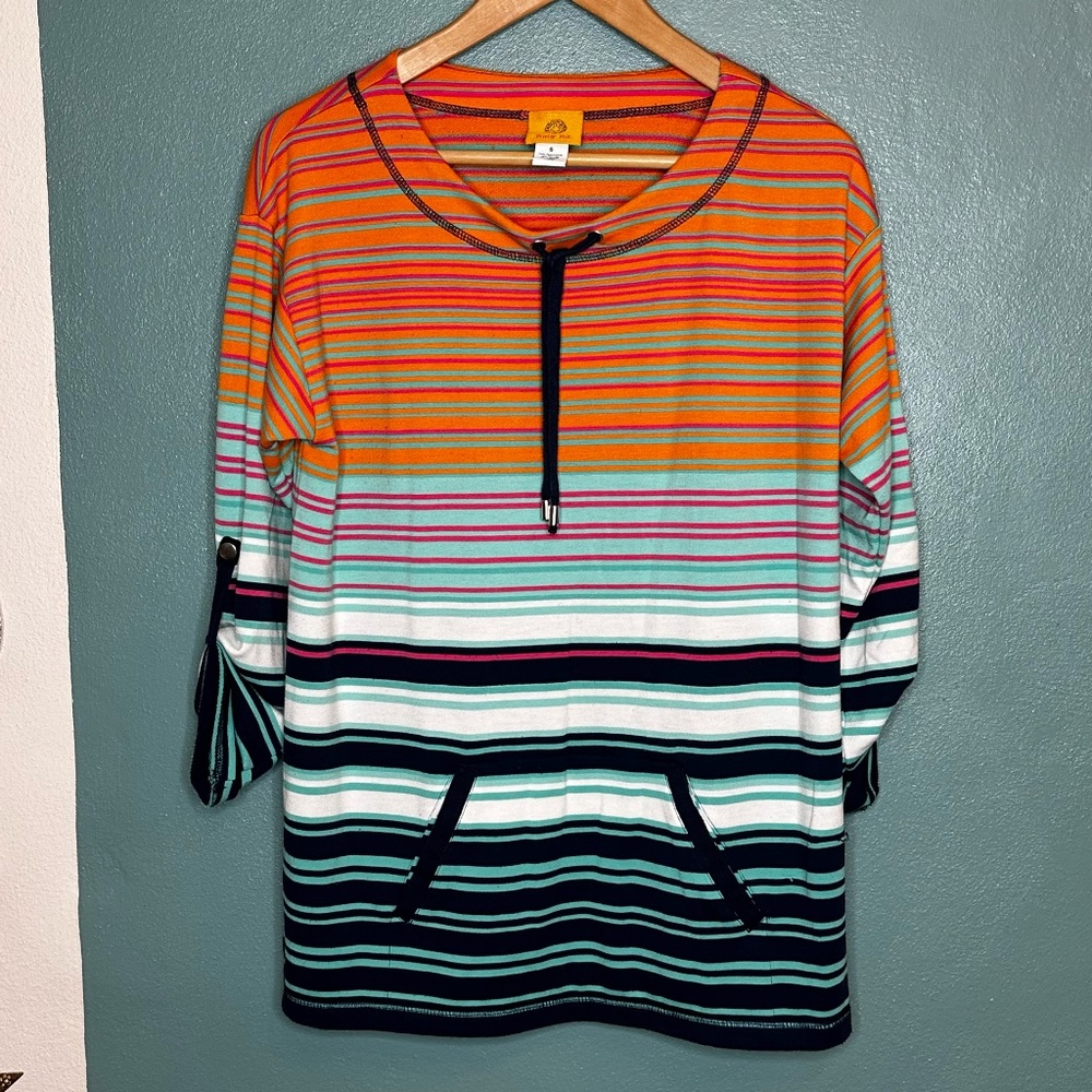 Ruby Rd. Pocketed Pullover Small Fun Drawstring